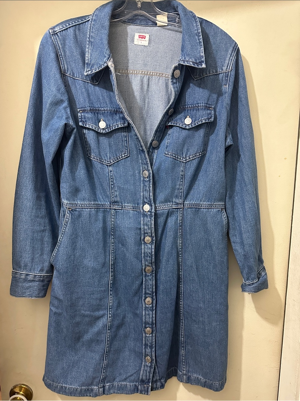 Levi's Medium Blue Denim Button-Down Shirt Dress